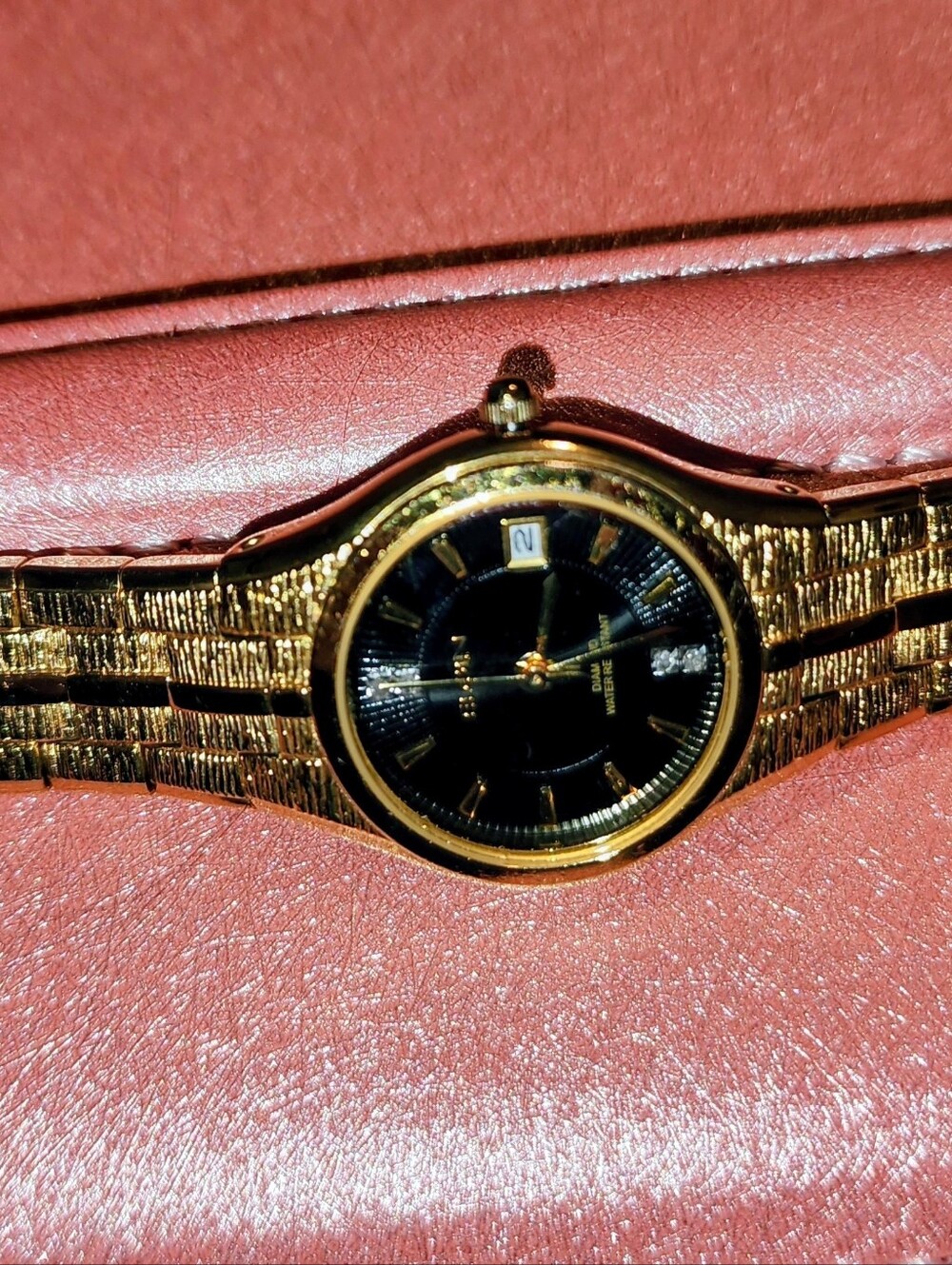 Elgin Women's Gold-Tone Black Dial Dress Watch